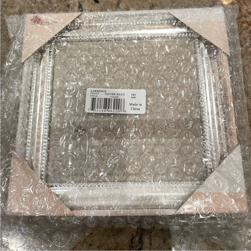 Lawrence Silver Beaded Frame,2-NWT, 5x5 inch